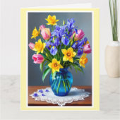 ラージマザーズデイブーケ・オブ・ダッフォジル&チューリップ カード (正面)