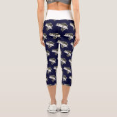 ラージマスバス魚釣りパターン青 カプリレギンス (裏面)