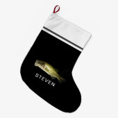 ラージマス・バス・フパーソナライズされたィッシュ名 ラージクリスマスストッキング (正面 (吊り時))