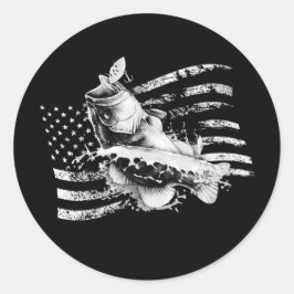 ラージムース魚釣り米国国旗ヴィンテージ旗 ラウンドシール