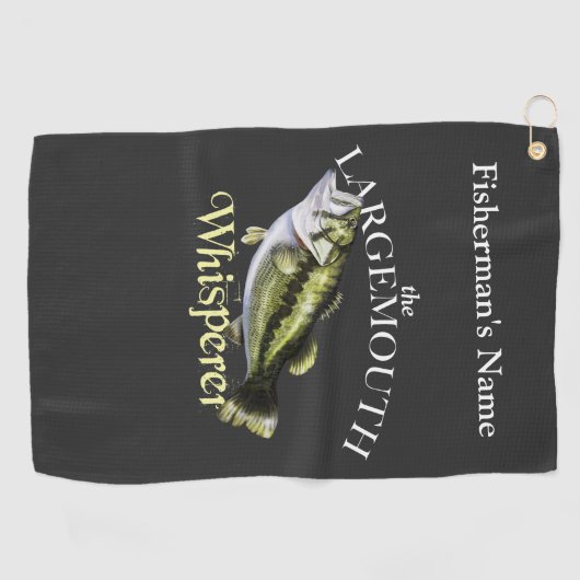 ラージメパーソナライズされたウイスパーラー魚釣りタオル ゴルフタオル (横)