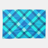 ラージモダンプレイド、コバルトブルー、アクア&ターコイズ キッチンタオル (横)