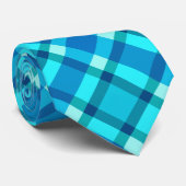 ラージモダンプレイド、コバルトブルー、アクア&ターコイズ ネクタイ (ロール)