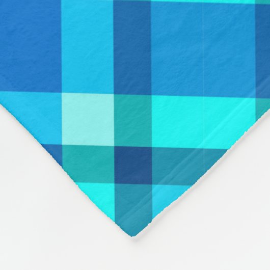 ラージモダンプレイド、コバルトブルー、アクア&ターコイズ フリースブランケット (角)