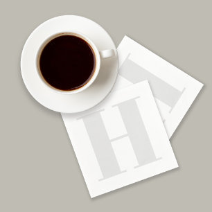 ラージモノグラムイニシャルニュートラルライトグレー スタンダードカクテルナプキン