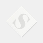 ラージモノグラム任意のイニシャルニュートラルライトグレー スタンダードカクテルナプキン (角)