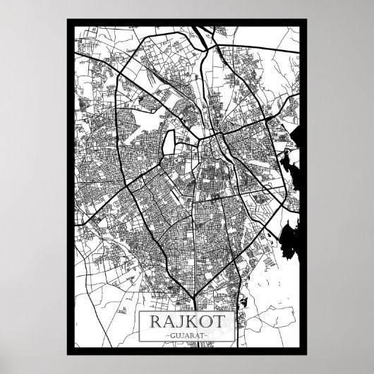 ラージャコート・グジャラート州の地図 ポスター (正面)