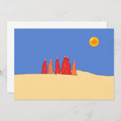 ラージャスターン州のタル砂漠で水を運ぶ女性たち 招待状 (正面/裏面)