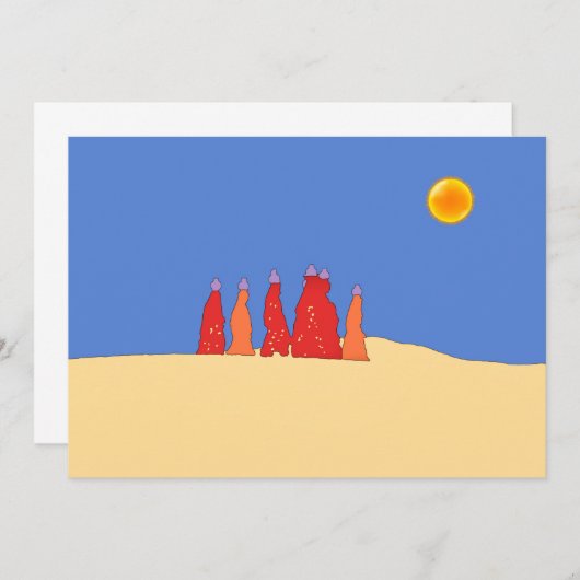 ラージャスターン州のタル砂漠で水を運ぶ女性たち 招待状 (正面/裏面)