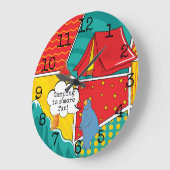 ラージラウンドクロッポップ・アートのク「アートキャンプ」 ラージ壁時計 (傾斜)