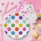 ラージレインボーカラー水玉模様パターン ペーパープレート (パーティー)