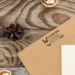 ラージレターと緑の姓差出人住所 ラバースタンプ