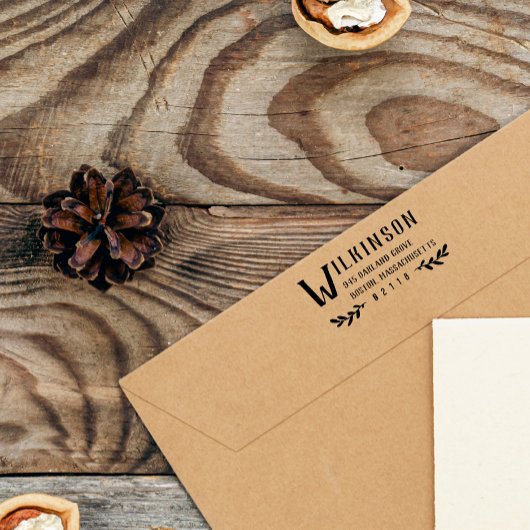 ラージレターと緑の姓差出人住所 ラバースタンプ