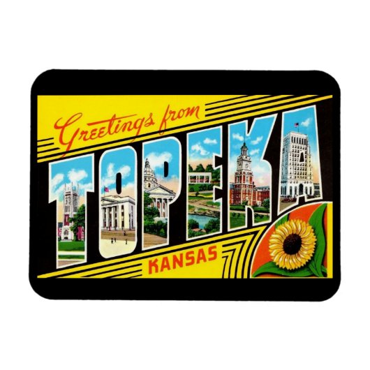 ラージレターグリーティングトペカカンザスヴィンテージスタイル マグネット (横)