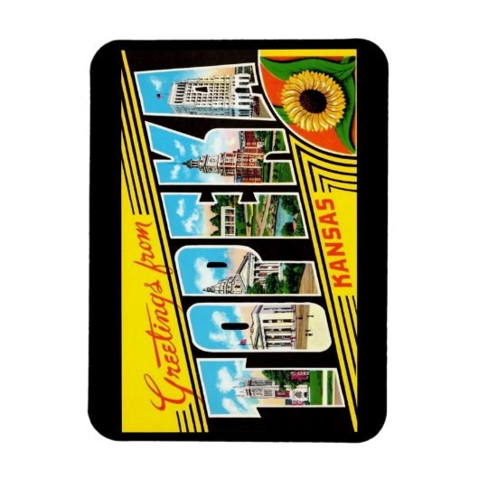 ラージレターグリーティングトペカカンザスヴィンテージスタイル マグネット (縦)