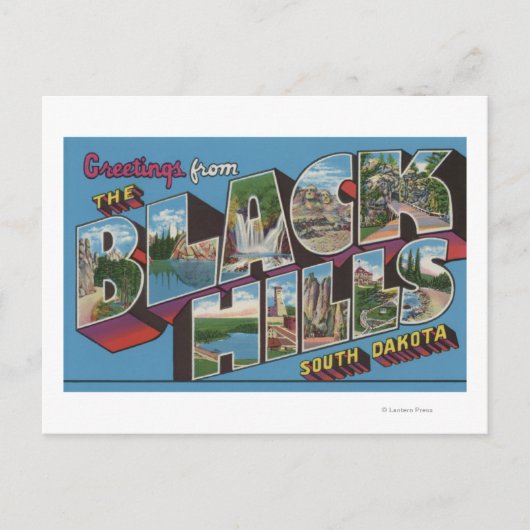 ラージレターシーン – ブラックヒルズ, SD ポストカード (正面)