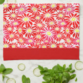 ラージレッドポインセチアレトロフローラルパターンキッチン キッチンタオル (折り畳み)