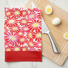 ラージレッドポインセチアレトロフローラルパターンキッチン キッチンタオル