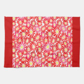 ラージレッドポインセチアレトロフローラルパターンキッチン キッチンタオル (横)