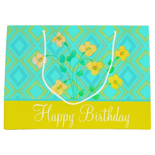 ラージレモンライムとティール（緑がかった色）任意の大事な行事抱き枕 ラージペーパーバッグ (正面)