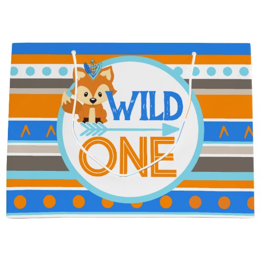 ラージワイルドワンウッドランドキツネ1st誕生日抱き枕 ラージペーパーバッグ (正面)