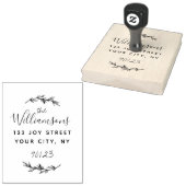 ラージ差出人住所ファミリー名植物学葉の ラバースタンプ (押印)