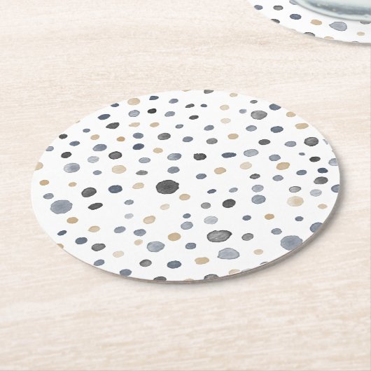 ラース紙吹雪ウォーターカラードット紙コースター ラウンドペーパーコースター (アングル)