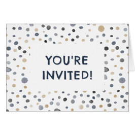 ラース紙吹雪水色ドット誕生日招待状