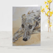 ラーチャー犬の挨拶状 カード (黄色い花)