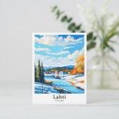 ラーティフィンランドヴィンテージトラベルポトレイトイラストレーション ポストカード (スタンド正面)