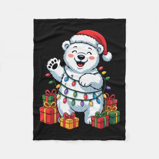 ラーベアサンタ帽子動物愛好家ユガクリスマスP フリースブランケット (正面)