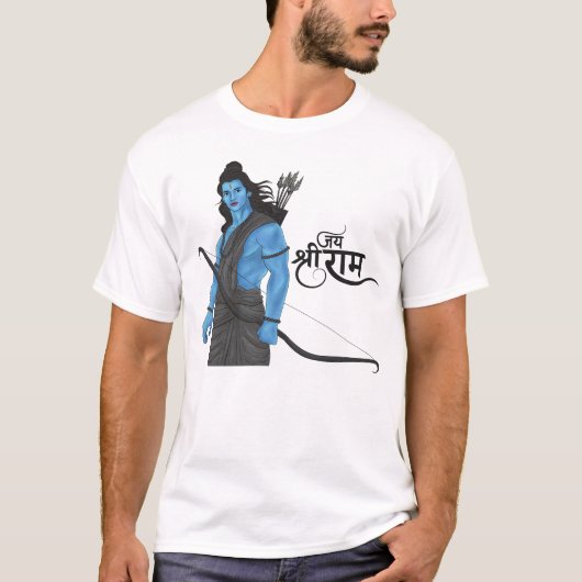 ラーマ王の弓と矢 ジャイ・シュリー・ラム アート Tシャツ (正面)