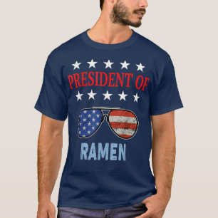 ラーメおもしろいン愛好家USA国旗 Tシャツ