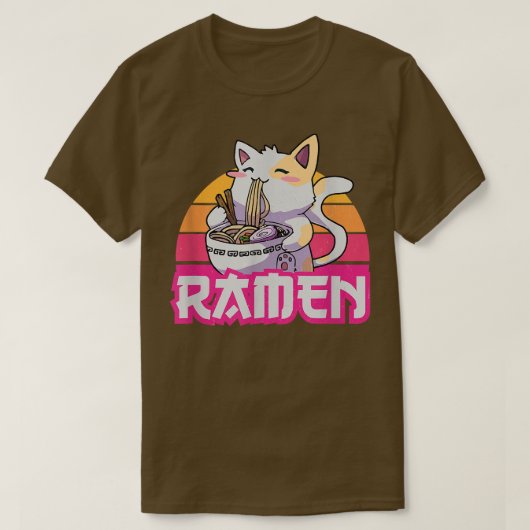 ラーメンうどん可愛い猫アニメ日本のTeeおもしろい Sou Tシャツ (デザイン正面)