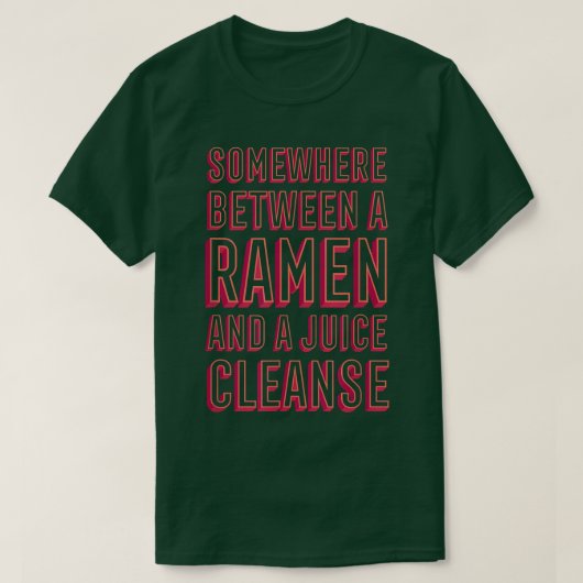 ラーメンおもしろいとジュースがラーメン好きに合う Tシャツ (デザイン正面)