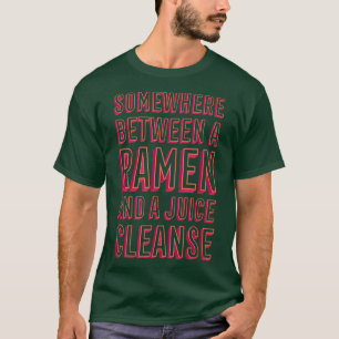 ラーメンおもしろいとジュースがラーメン好きに合う Tシャツ