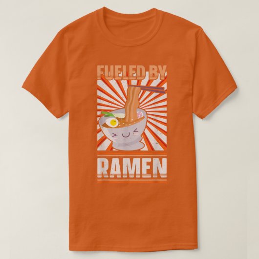 ラーメンおもしろいを食べたアニメのラーメン好き Tシャツ (デザイン正面)