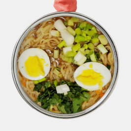 ラーメンおもしろいスープ写真クリスマス メタルオーナメント