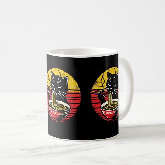 ラーメンおもしろい丼ペットオーナーと猫好き付き猫 コーヒーマグカップ (正面右)