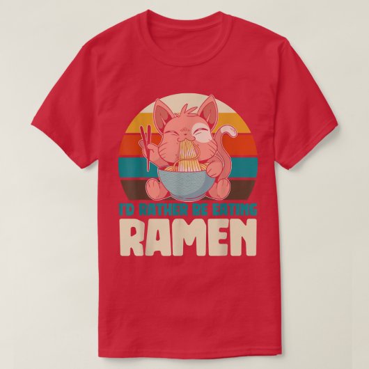 ラーメンおもしろい食べ日本の麺アニメ好き Tシャツ (デザイン正面)