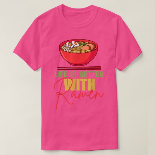 ラーメンおもしろい食べ日本の麺アニメ好き Tシャツ (デザイン正面)
