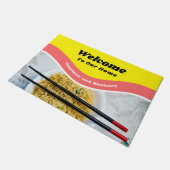 ラーメンおもしろい麺パケットカスタムメッセージ ドアマット (アングル)