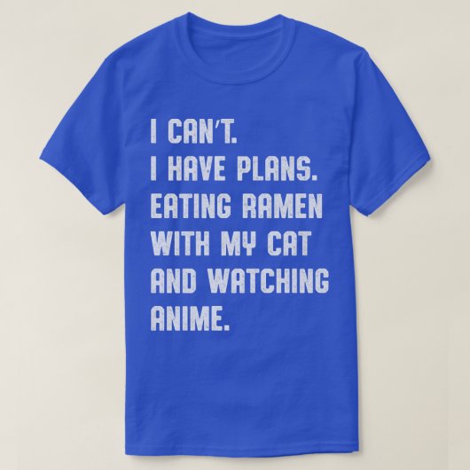 ラーメンおもしろい、アニメ、猫 Tシャツ (デザイン正面)