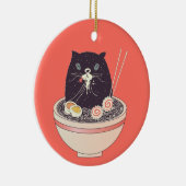 ラーメンおよび黒猫のボール セラミックオーナメント (右)