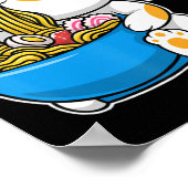 ラーメンかわいい猫かわいい日本のアニメ食べ物ねこ猫 ポスター (角)