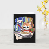 ラーメンかわいい猫アニメ カード (黄色い花)