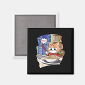 ラーメンかわいい猫アニメ マグネット (正面/裏面)