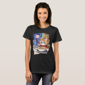ラーメンかわいい猫アニメ Tシャツ (正面フル)