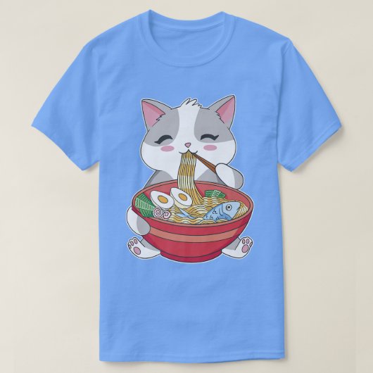 ラーメンかわいい猫1920 Tシャツ (デザイン正面)
