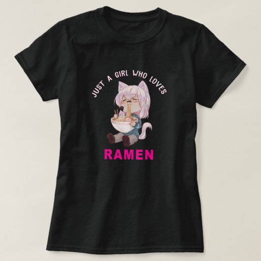 ラーメンが大好きな女の子だけのアニメ | 日本のK Tシャツ (デザイン正面)